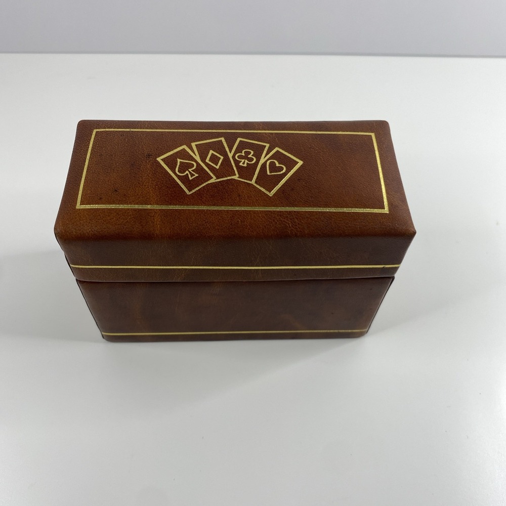 Vintage Leather Dual Deck Playing Card Holder - Woodard & Lothropjohn Wanamaker